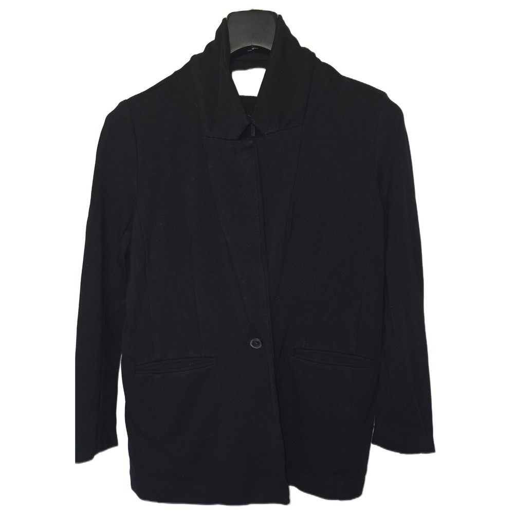 Old Navy Womens Black Ponte Knit Funnel Neck Single Button Blazer Jacket Size S